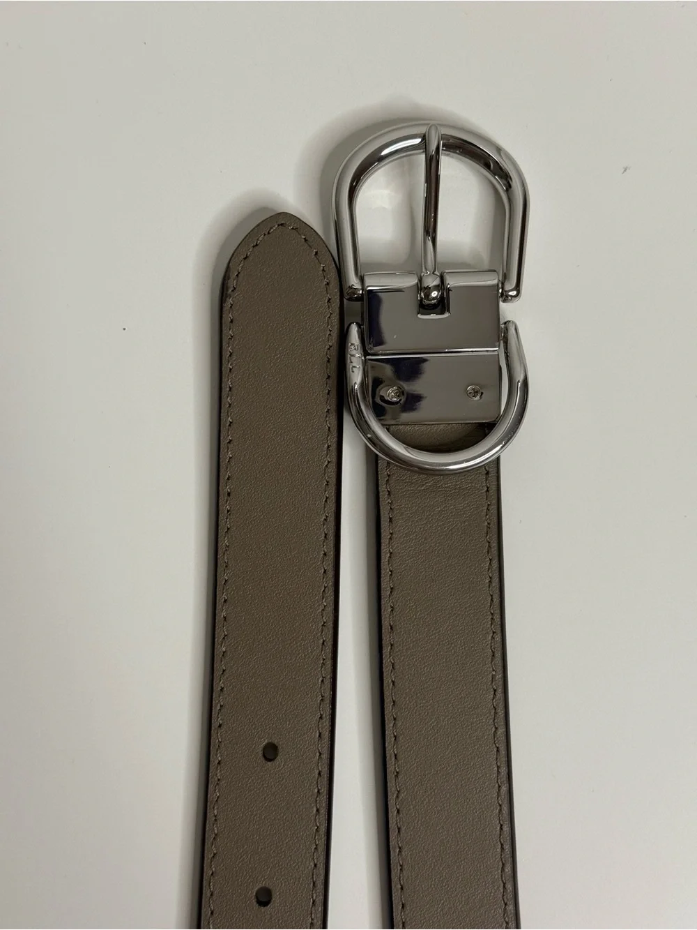 Ralph Lauren RLL Reversible Belt Mauve & Grey with silver Buckle